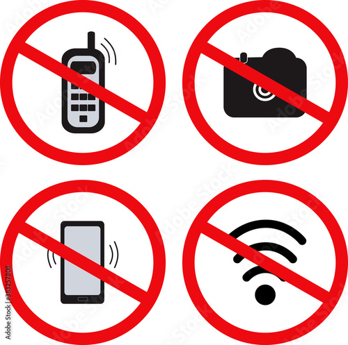Prohibition restriction vector signs. Isolated on a white background.