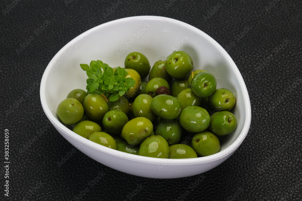 Green Campo Real olives in the bowl Green Campo Real olives in the bowl