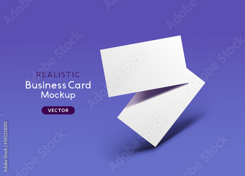 Realistic floating business branding cards template mockup layout with shadows. Vector illustration