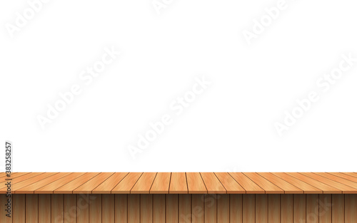 wooden table on the white background	