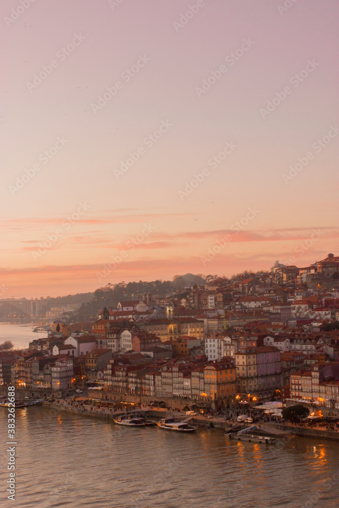 Sunset in the city of Oporto