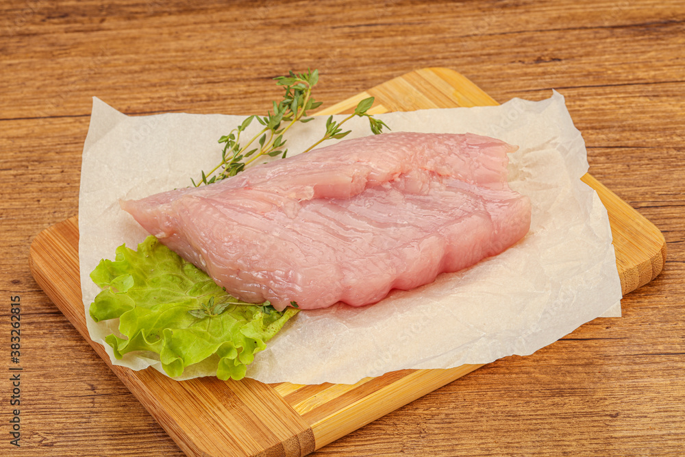 Raw turkey breast steak for cooking Raw turkey breast steak for cooking