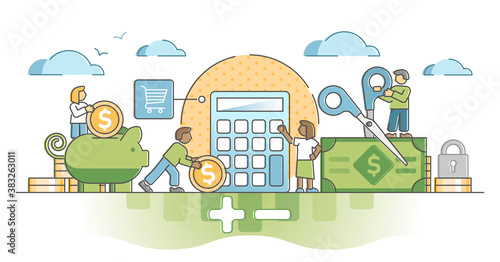 Budget planning as financial money strategy in economics outline concept