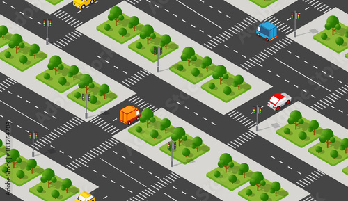 Isometric Crossroads intersection of streets of highways