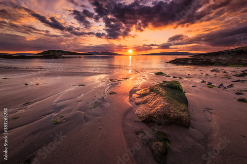 Wallpaper Mural Argyll Beach Sunset with Foreground Rock