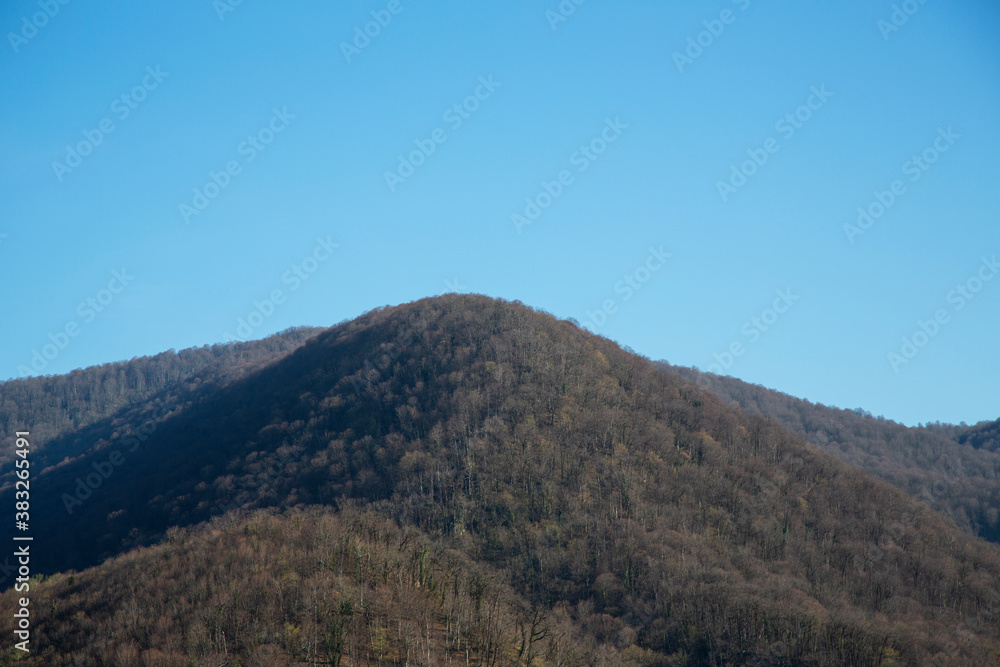 Beautiful spring landscape, mountains and sky, spring