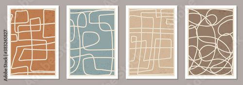 Trendy set of abstract aesthetic creative minimalist hand drawn composition