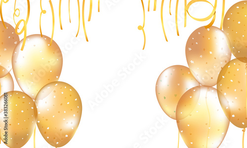 Group of golden balloon on white background for special occassion. Ready to use for card design, celebration, wedding, event design.