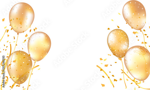 Group of golden balloon on white background for special occassion. Ready to use for card design, celebration, wedding, event design.