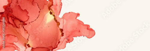 Alcohol ink vector texture banner. Fluid ink abstract background.