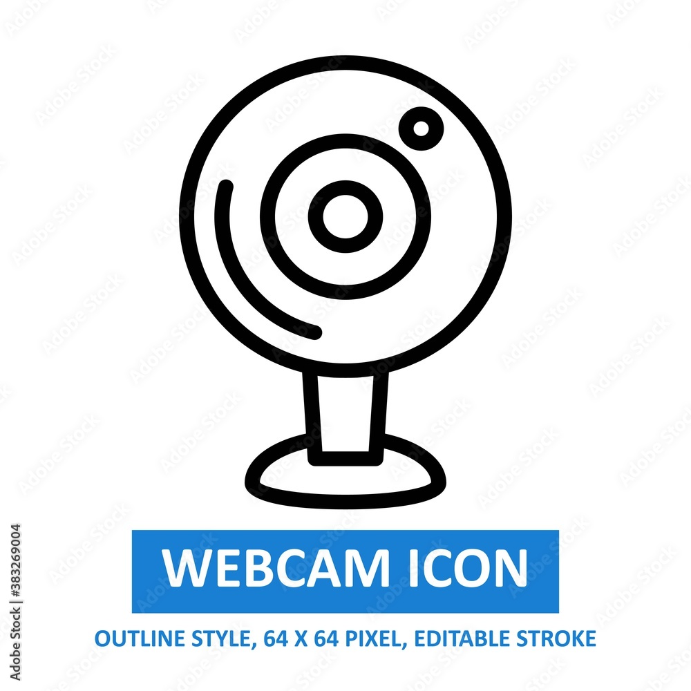 webcam icon outline style on white background. vector illustration. base 64 x 64 pixels. expanded. webcam icon outline style on white background. vector illustration. base 64 x 64 pixels. expanded.