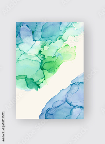 Alcohol ink vector texture banner. Fluid ink abstract background.