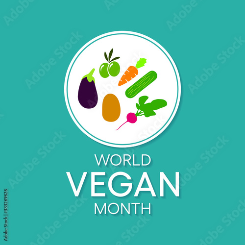 World Vegan month is an annual event celebrated by vegans around the world every November. Vector illustration.