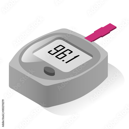 Glucometer realistic icon. Glucose meter, monitor. Diabetic equipment, tool. Blood test at home.
