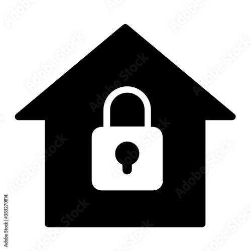 movement restriction vector glyph icon design, lockdown yourself at home symbol, Secure Isolation Home concept, coronavirus quarantine period on white background, public health and physical distancing