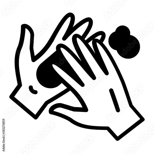 Coronavirus Prevention symbol, Sanitize your palms, personal hygiene sign, Rubbing Hands Together Concept vector Glyph Icon design, Hand gesture on white background, 