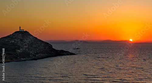 Sunset in the corner of Aegean and Mediterranean sea, Knidos Lighthouse
