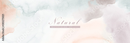 Abstract horizontal background designed with earth tone watercolor stains