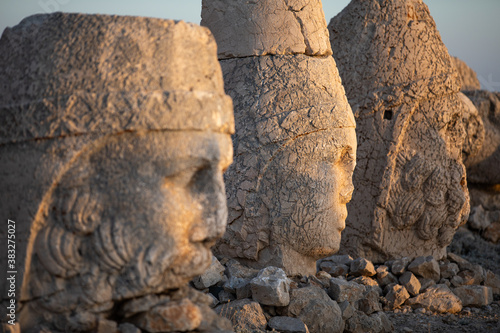 The gigantic statues of gods on mount Nemrut. photo