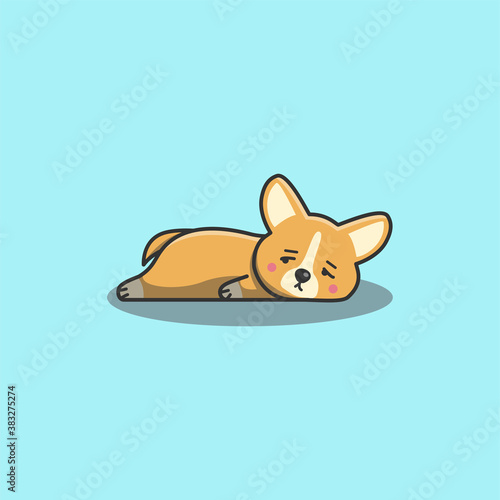 Cute Kawaii Hand Drawn Doodle Bored Lazy corgi dog