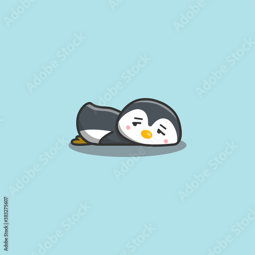 Cute Kawaii Hand Drawn Doodle Bored Lazy Penguin