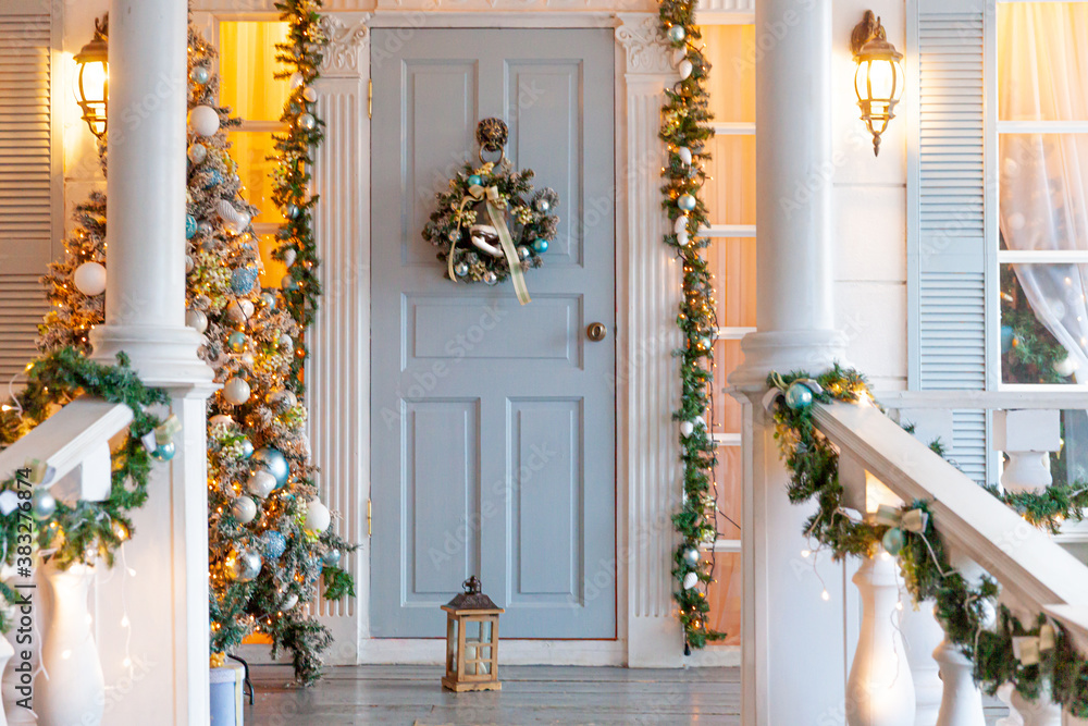 Front Porch Railing Christmas Decorating Ideas Shelly Lighting