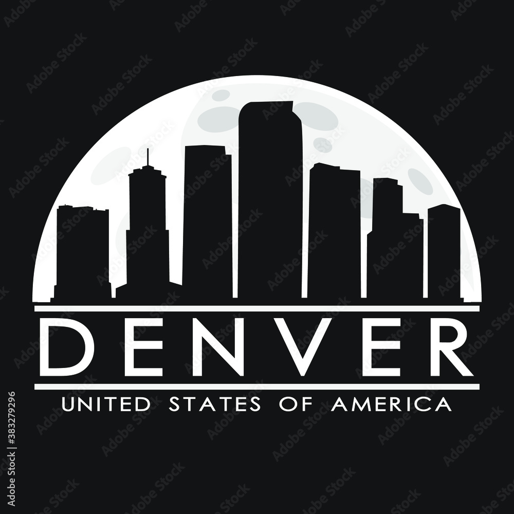 Denver Colorado, Skyline Silhouette City Vector Design Art.