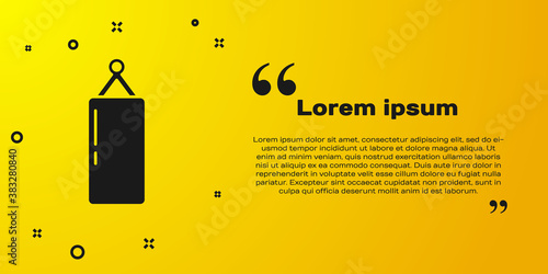 Black Punching bag icon isolated on yellow background. Vector.