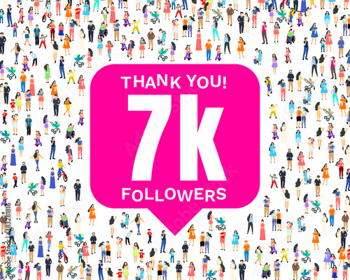Thank you followers peoples, 7k online social group, happy banner celebrate, Vector