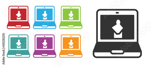 Black Online museum icon isolated on white background. Museum gallery. Set icons colorful. Vector.