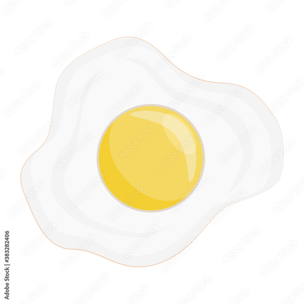 Fried egg. A simple delicious dish from chicken eggs. Fried egg. Vector illustration isolated on a white background for design and web. Fried egg. A simple delicious dish from chicken eggs. Fried egg. Vector illustration isolated on a white background for design and web.