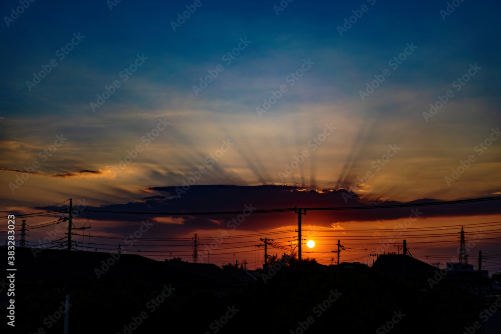 Fototapeta premium power lines at sunset