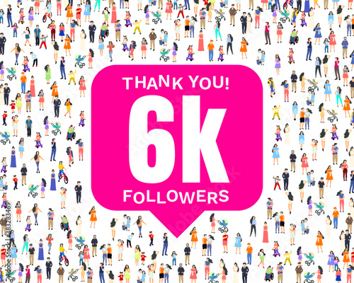 Thank you followers peoples, 6k online social group, happy banner celebrate, Vector