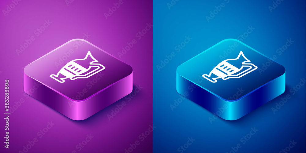 Isometric Ancient amphorae icon isolated on blue and purple background. Square button. Vector. Isometric Ancient amphorae icon isolated on blue and purple background. Square button. Vector.