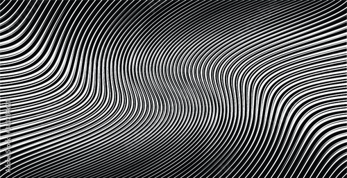 Abstract warped Diagonal Striped Background . Vector curved twisted slanting, waved lines texture 