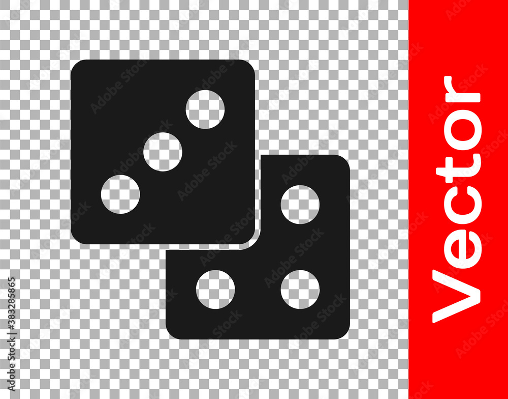 Black Game dice icon isolated on transparent background. Casino gambling. Vector. Black Game dice icon isolated on transparent background. Casino gambling. Vector.