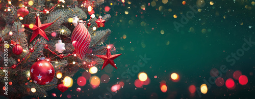 Christmas Tree with Decorations and Glitter