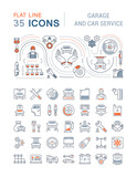 Set Vector Line Icons of Garage and Car Service.