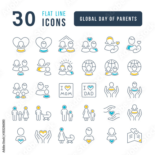 Vector Line Icons of Global Day of Parents