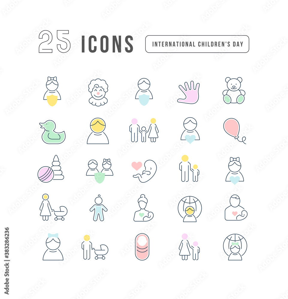 Vector Line Icons of International Childrens Day Vector Line Icons of International Childrens Day