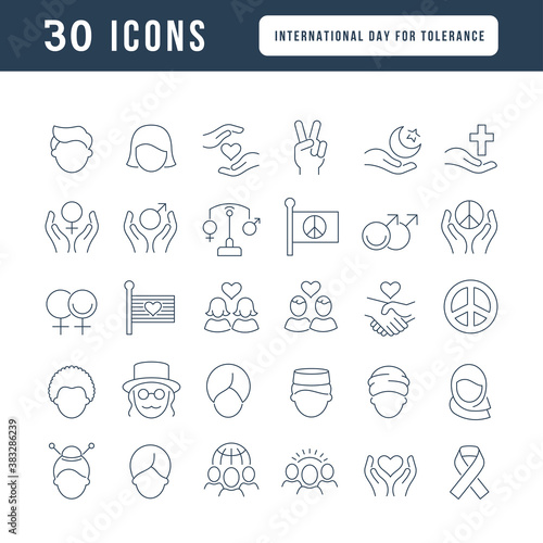 Vector Line Icons of International Tolerance Day