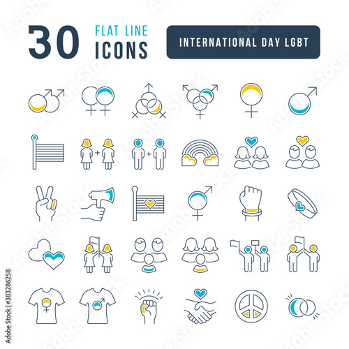 Vector Line Icons of International Day LGBT