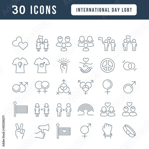Vector Line Icons of International Day LGBT