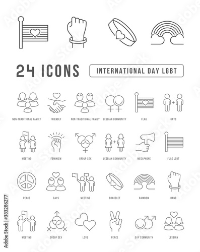 Vector Line Icons of International Day LGBT