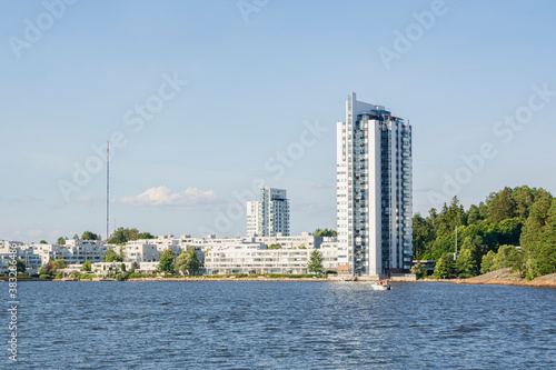 View of the Kivenlahti and Gulf of Finland in summer, Espoo, Finland photo