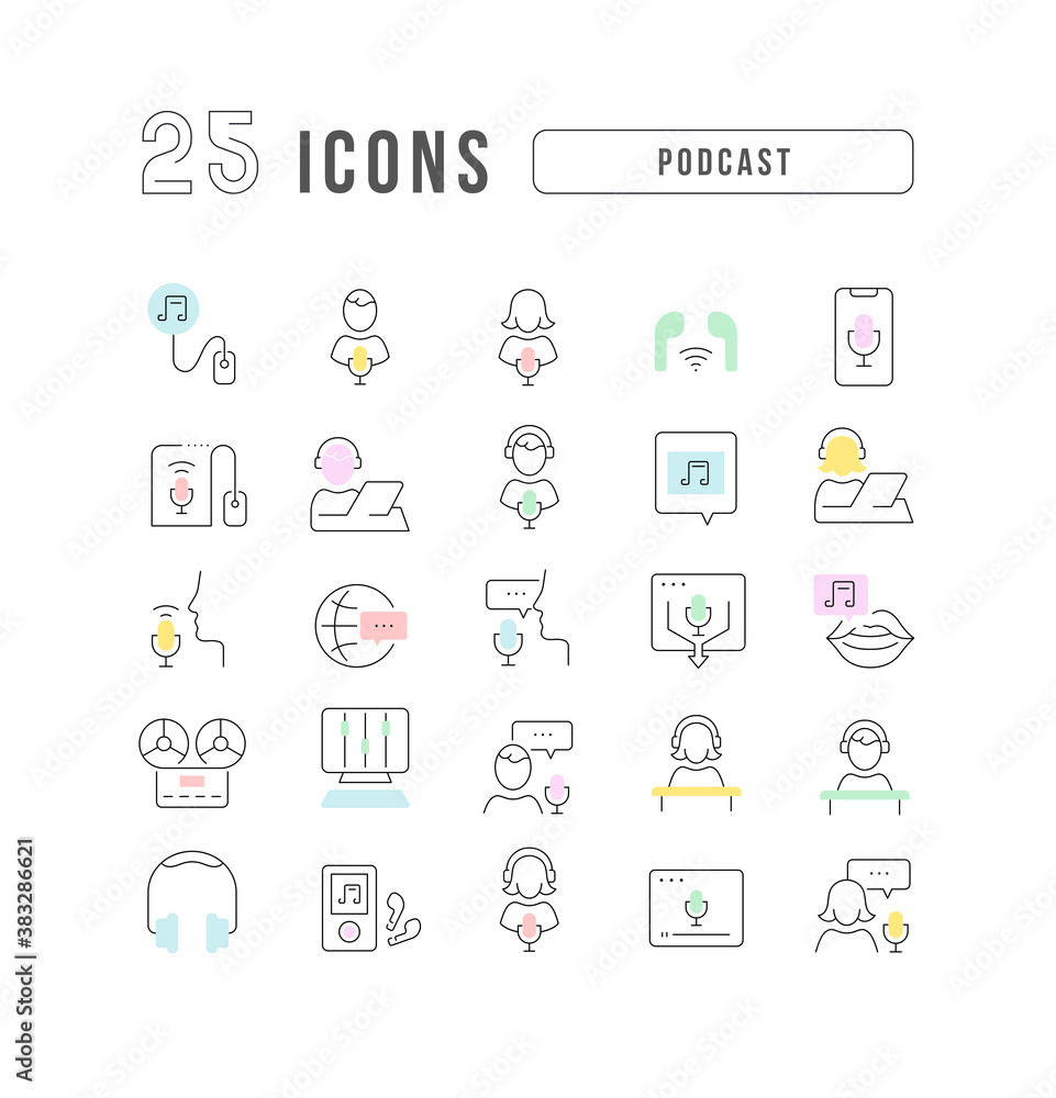 Vector Line Icons of Podcast Vector Line Icons of Podcast