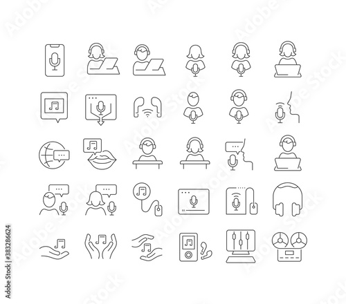 Vector Line Icons of Podcast