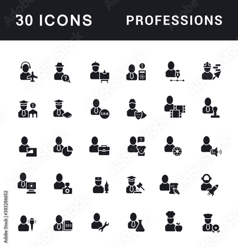 Set of Simple Icons of Professions