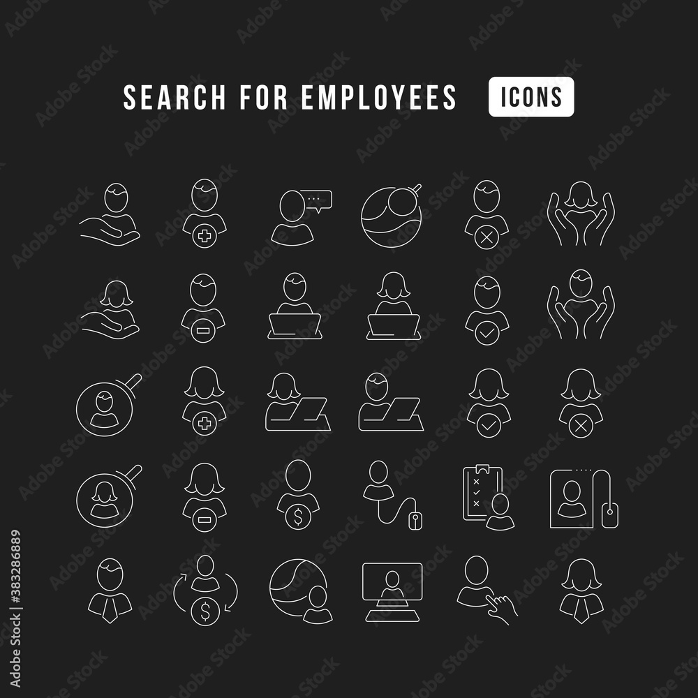 Vector Line Icons of Search for Employees Vector Line Icons of Search for Employees