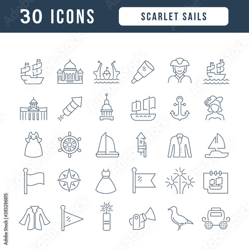 Vector Line Icons of Scarlet Sails